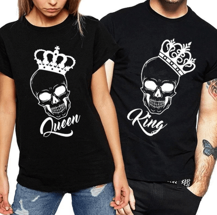 Tee shirt couple tête de mort