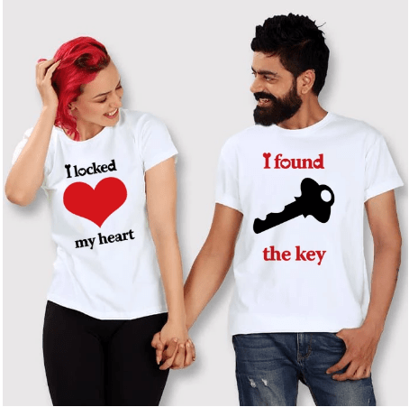 Tee shirt couple tu as la clé de mon cœur
