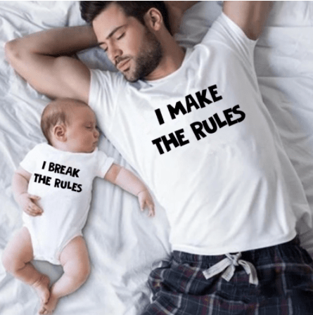Tee shirt et body père fils les règles