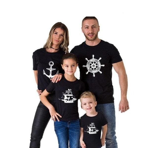 Tee shirt famille assorti encre marine