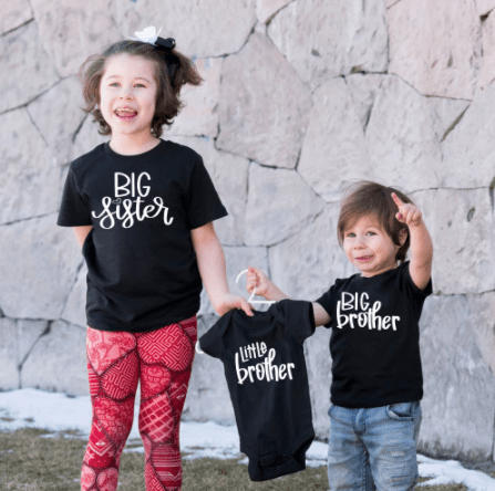 Tee shirt frère et sœur assorti en noir