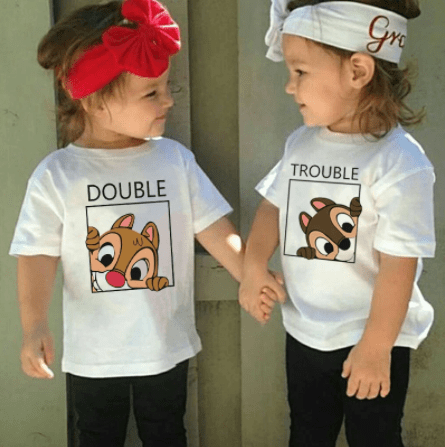 Tee shirt frère et sœur dessin animé