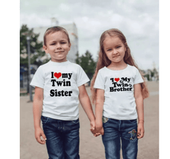 Tee shirt frère et soeur jumeaux