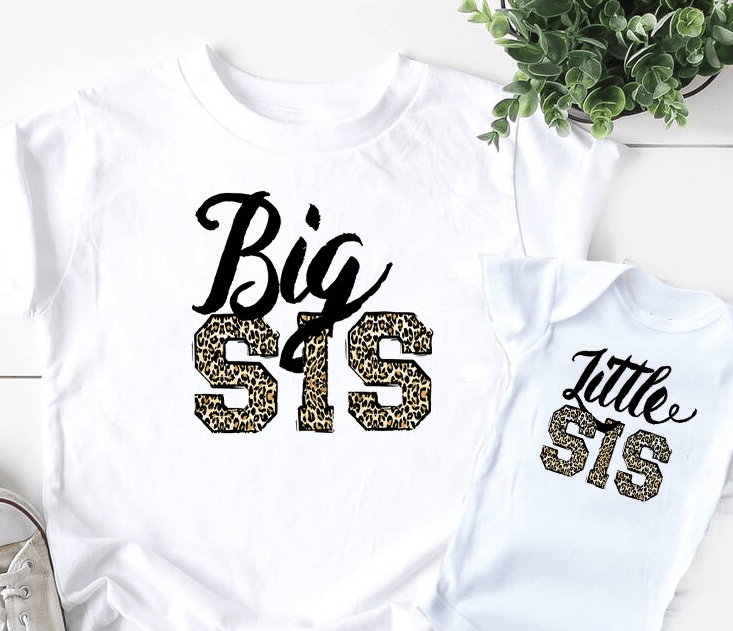 Tee shirt grande et petite soeur léopard