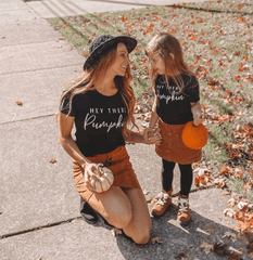Tee shirt mère fille citrouille