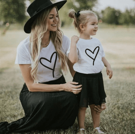 Tee shirt mère fille cœur