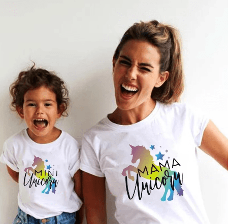 Tee shirt mère fille licorne magique