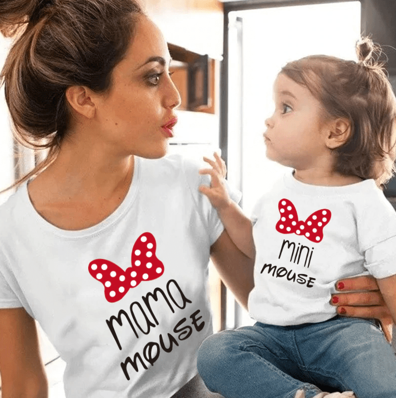 Tee shirt mère fille minnie mouse blanc