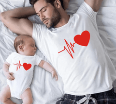 Tee shirt père fils cœur qui bat blanc