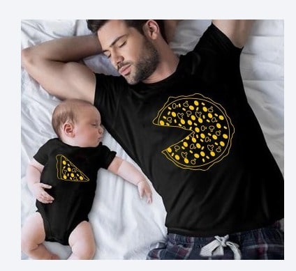 Tee shirt père fils fans de pizza