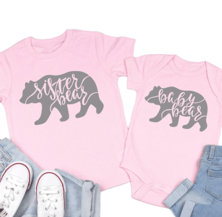 Tee shirt petites sœurs imprimé bébé ours
