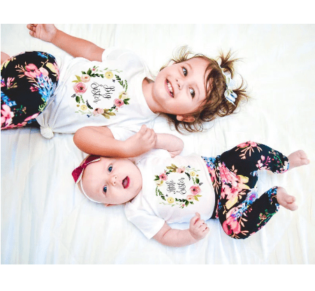 Tee shirt petites soeurs imprimé fleuri