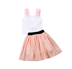 Tenue de fête mère fille blanche et rose
