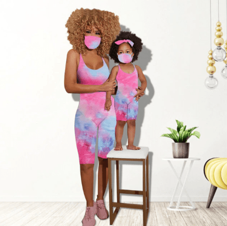 Tenue mère fille colorée rose