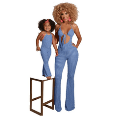 Tenue mère fille rayée bleu