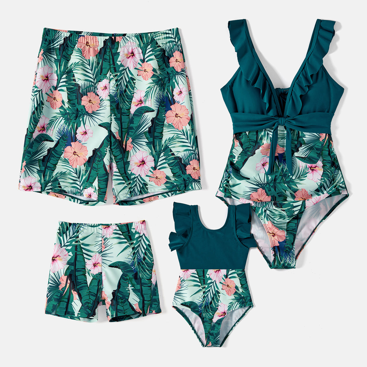 Maillot De Bain Assorti Pour La Famille à Imprimé Plantes