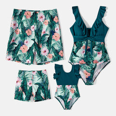 Maillot De Bain Assorti Pour La Famille à Imprimé Plantes