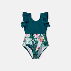 Maillot De Bain Assorti Pour La Famille à Imprimé Plantes
