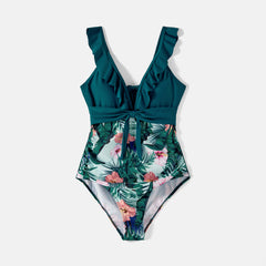 Maillot De Bain Assorti Pour La Famille à Imprimé Plantes
