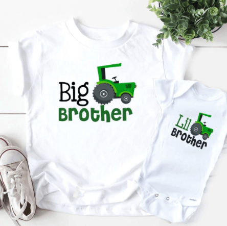 Tee shirt pour petits frères camion vert